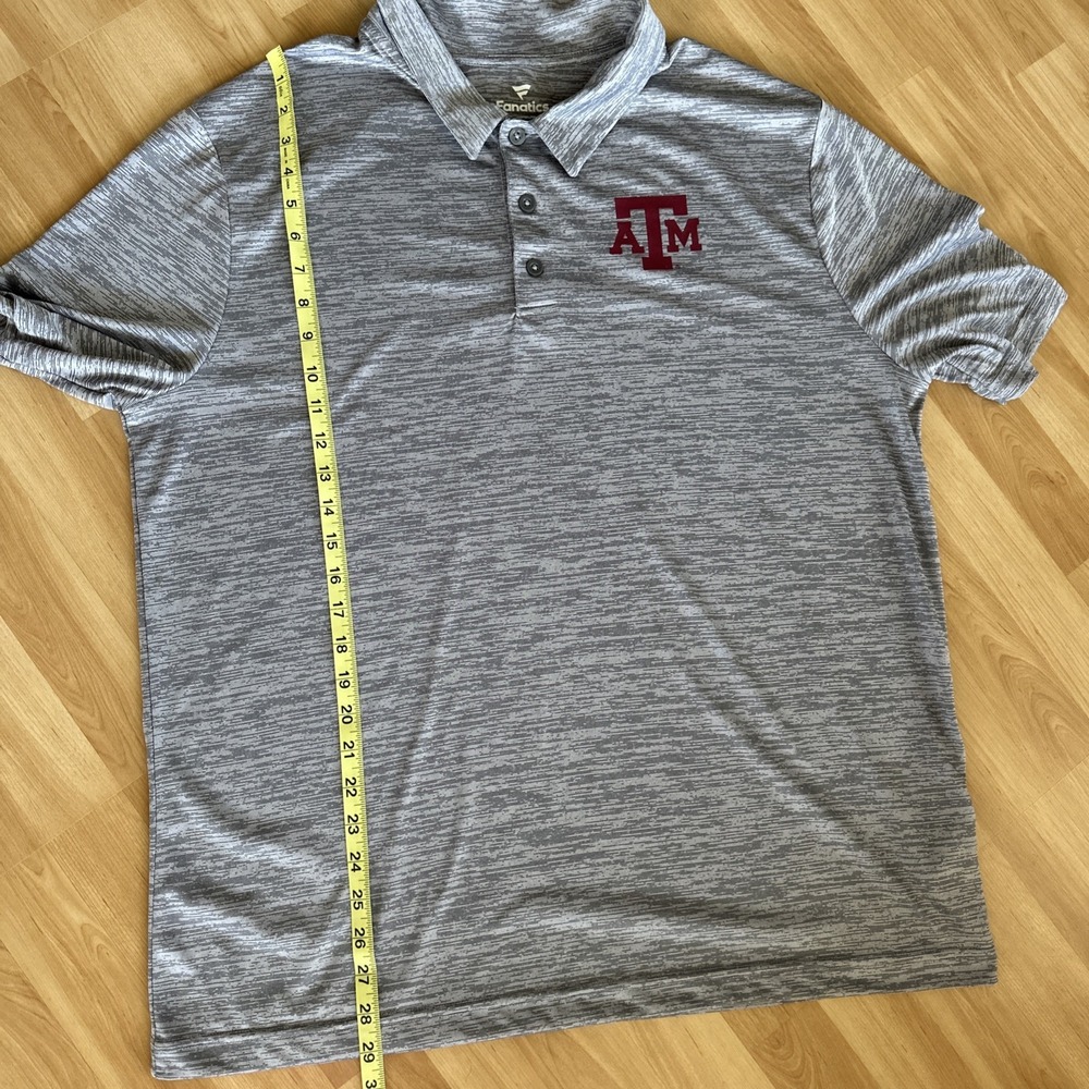 Texas A&M Fanatics Gray Men's XL Polo Shirt Aggies Gig Em Lightweight - Picture 5 of 9